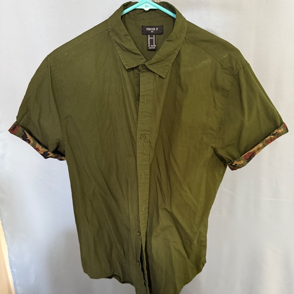 Forever 21 Green Casual Button Down Shirt